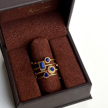 Brass petit ring〈Lapis lazuli〉
