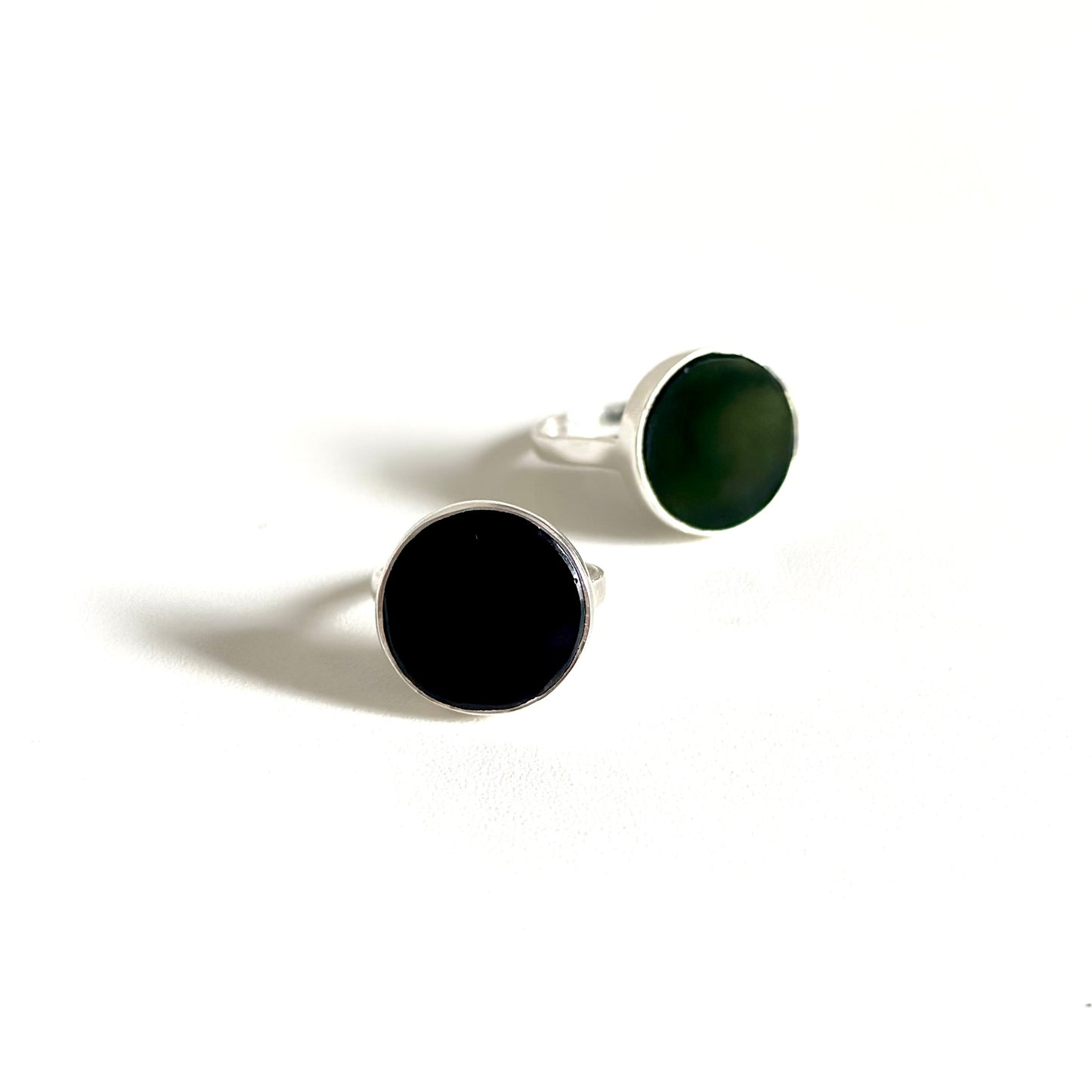 Silver925 circle stone ring〈Black onyx〉