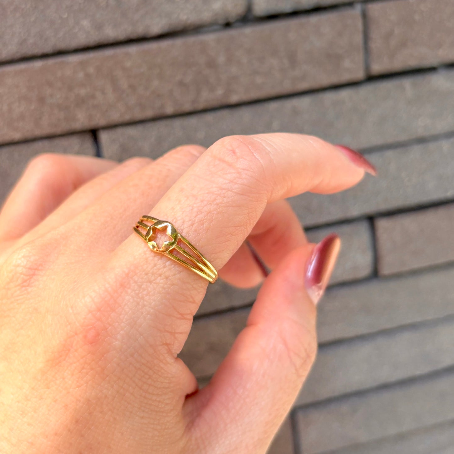 Brass star plain ring 7