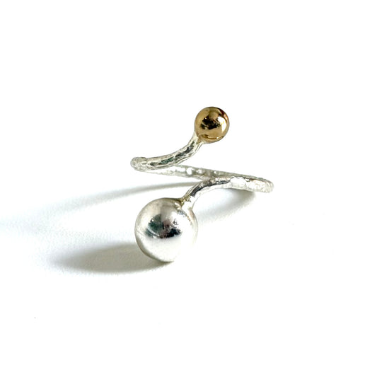 Silver925×Brass plain ring 〈Ball〉17