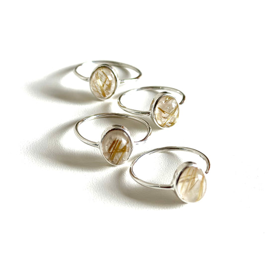 Gold Rutile Quartz ring