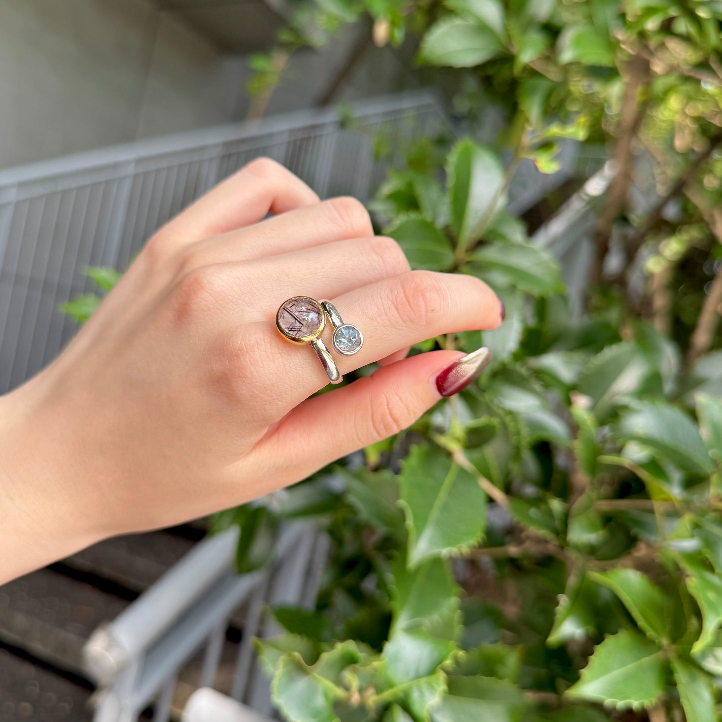 Silver925×Brass 2stone ring 20