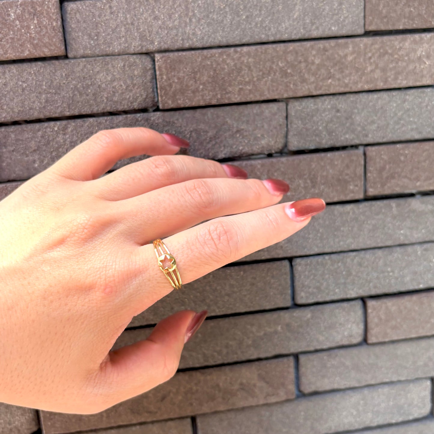 Brass star plain ring 7