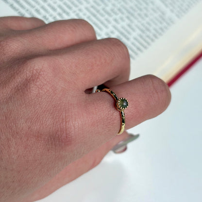 Brass petit ring〈Purple Labradorite〉