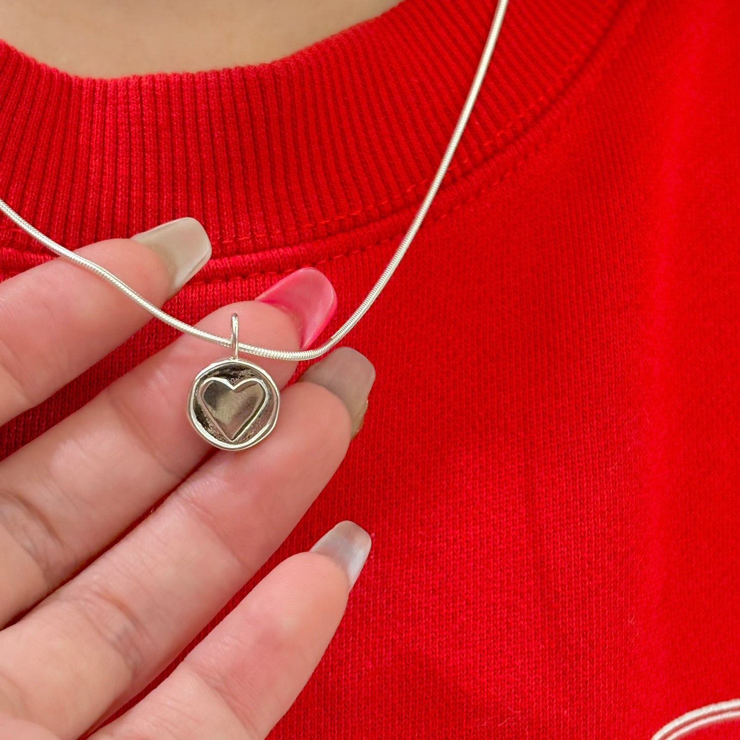 Silver925 plain charm 〈Heart〉