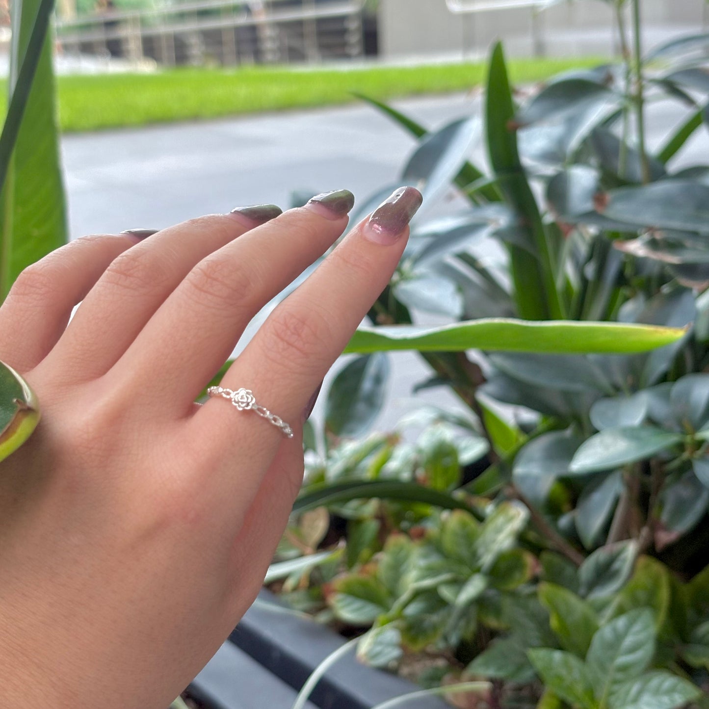 Flower plain ring 24