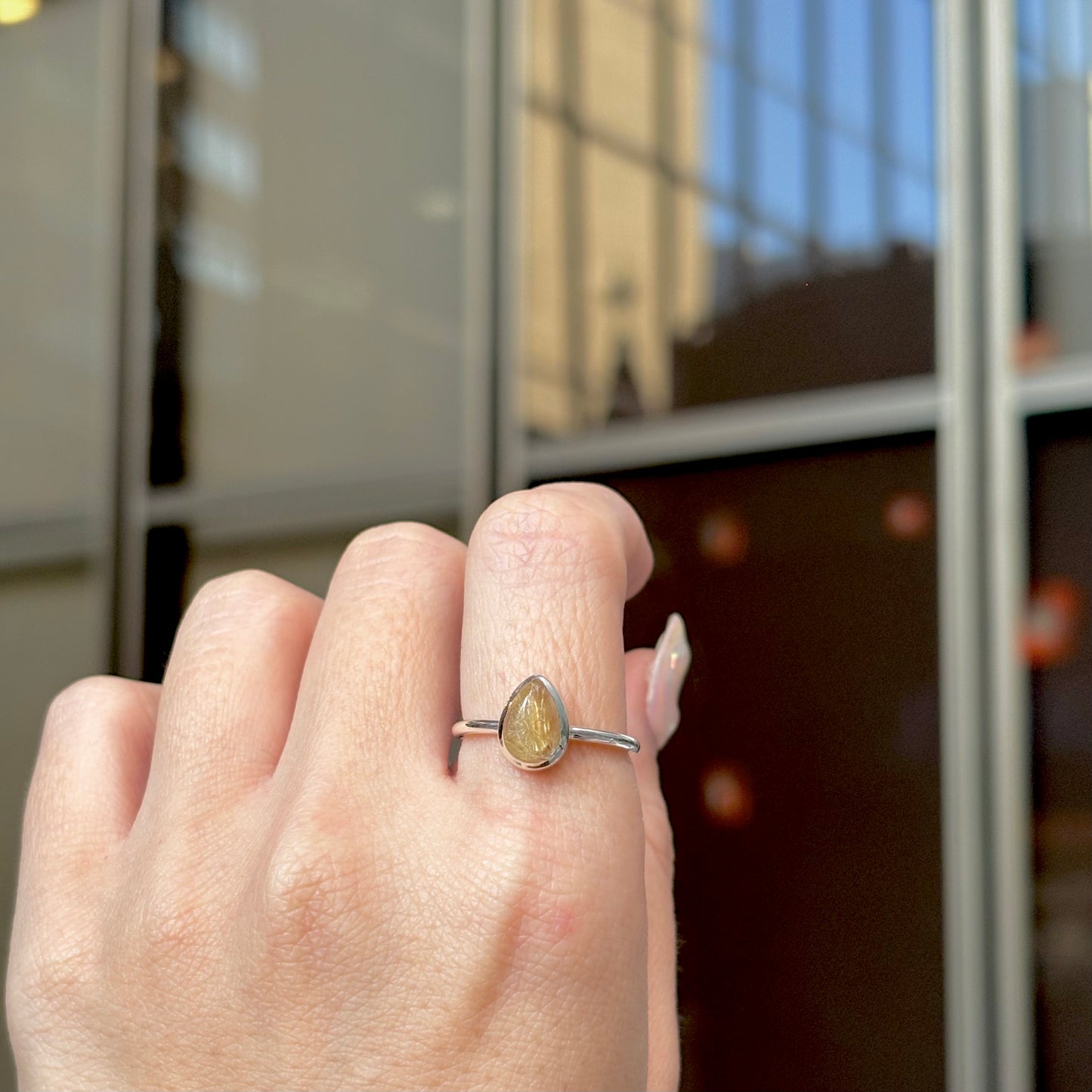 Gold Rutile Quartz ring