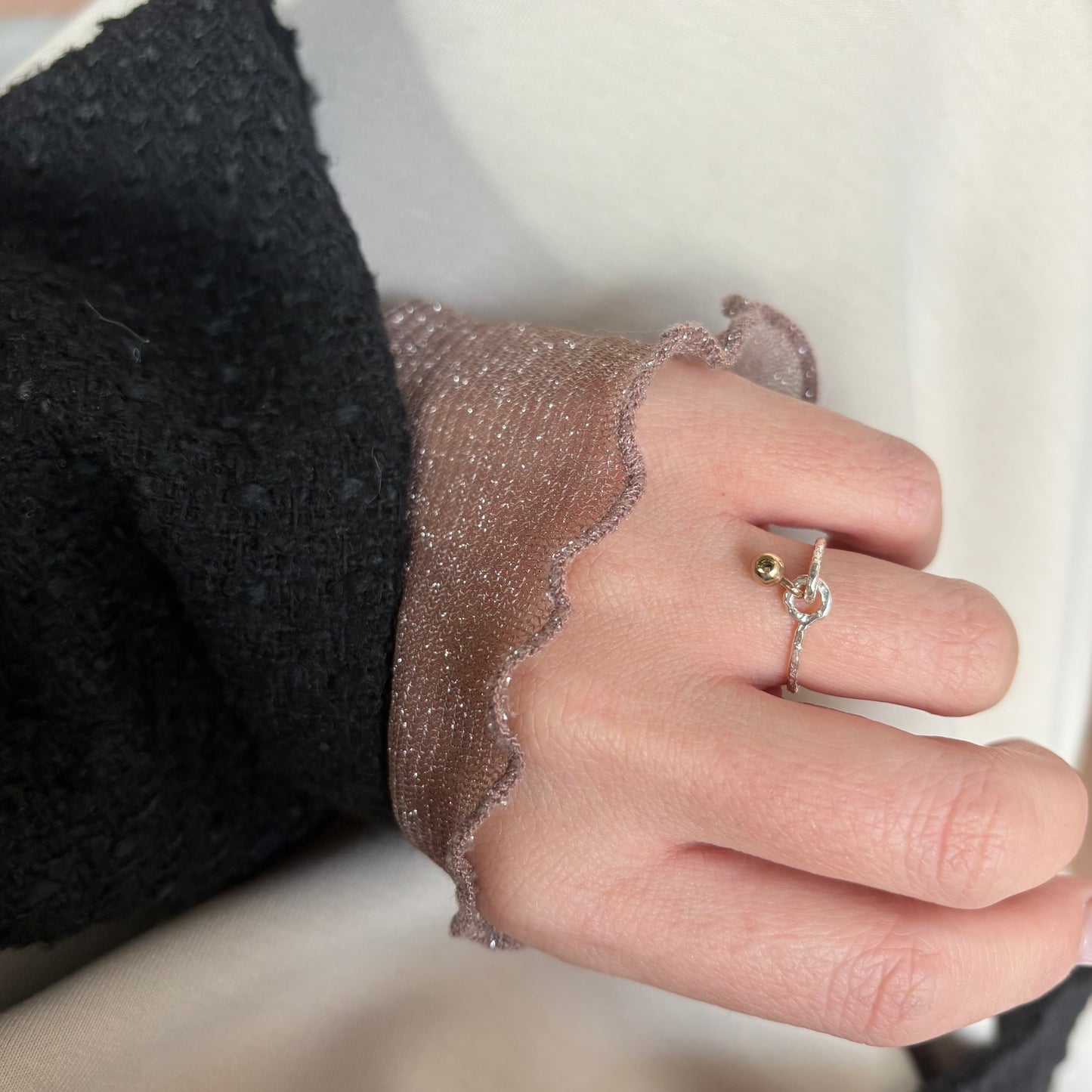 Silver925×Brass plain ring 〈Ball〉20