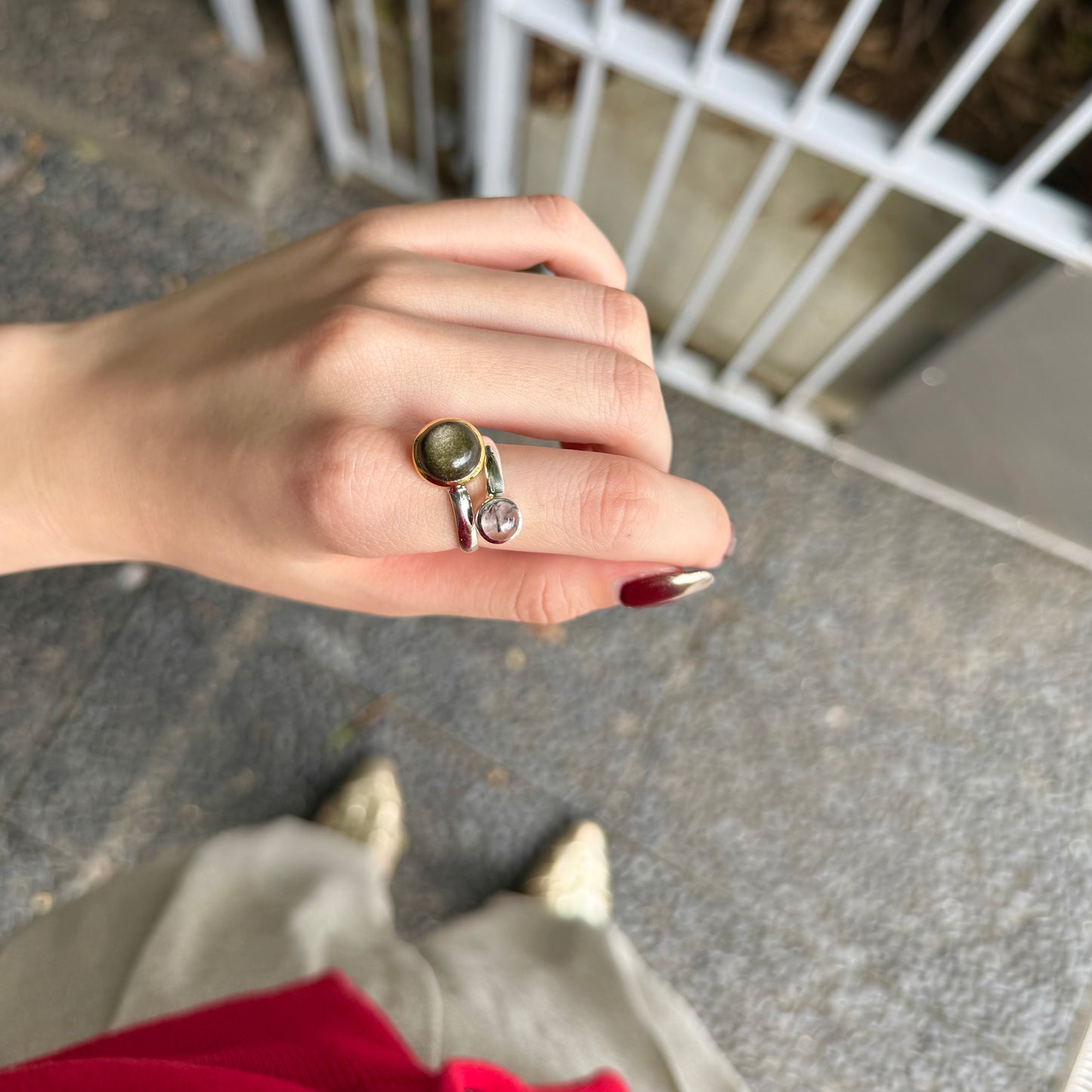 Silver925×Brass 2stone ring 20