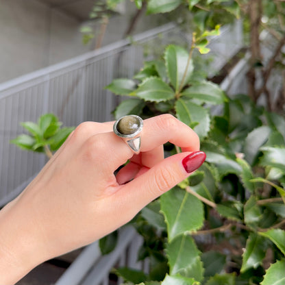 Gold sheen obsidian ring