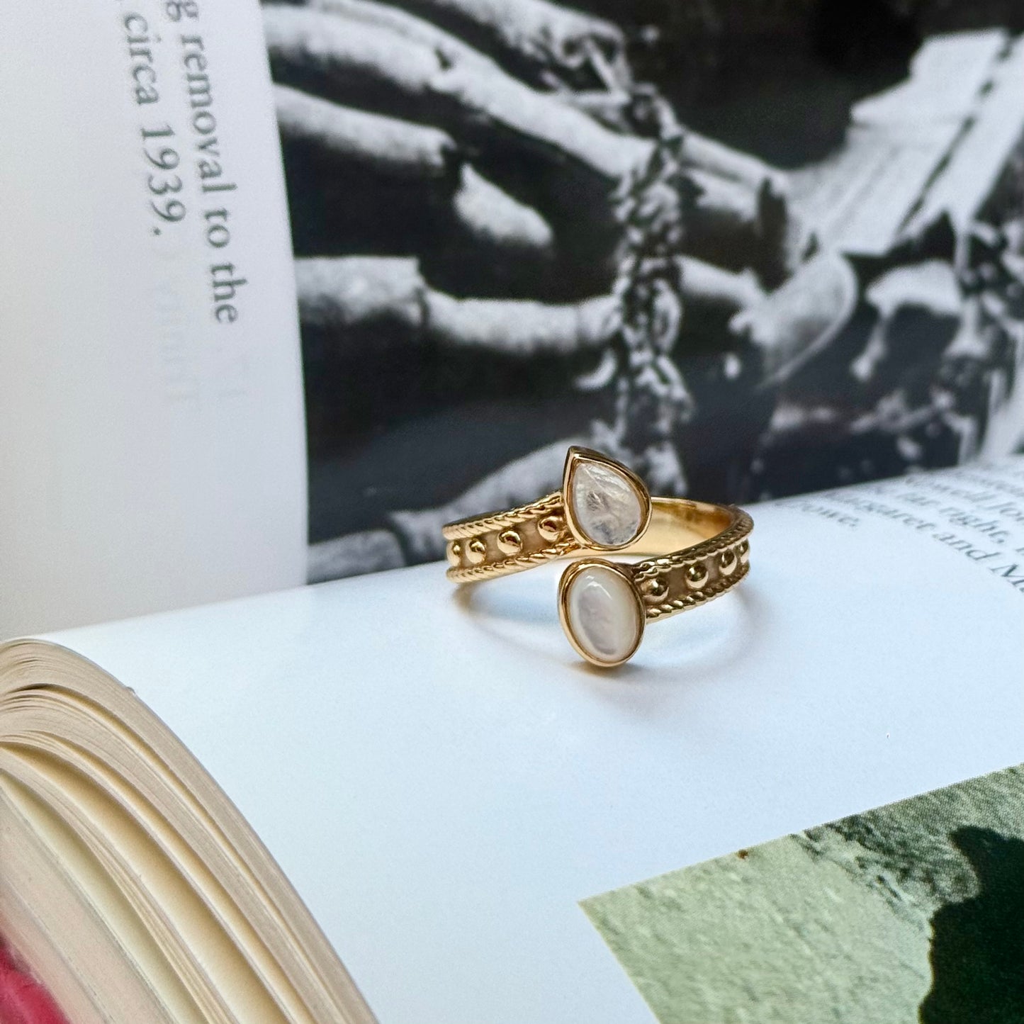 Brass 2stone ring 13