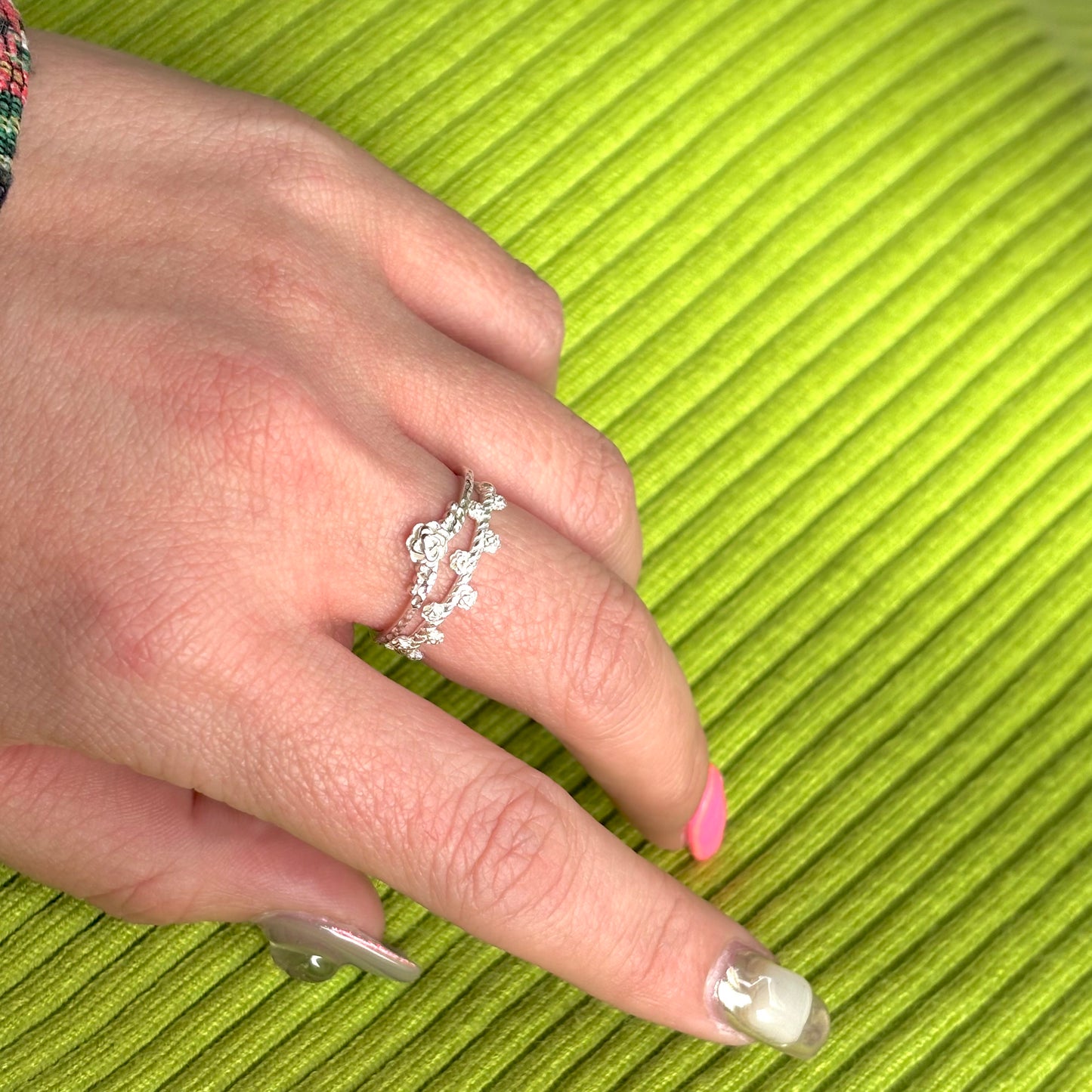 Flower plain ring 5