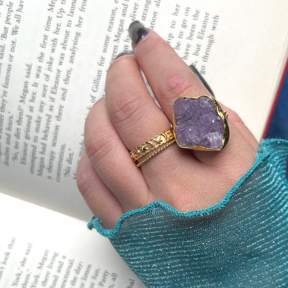 Brass 1stone ring 《Druzy》