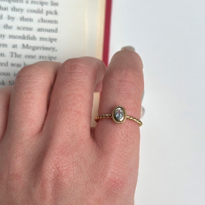 Brass petit ring〈Blue Topaz〉