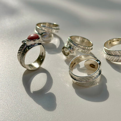Silver925 feather design ring