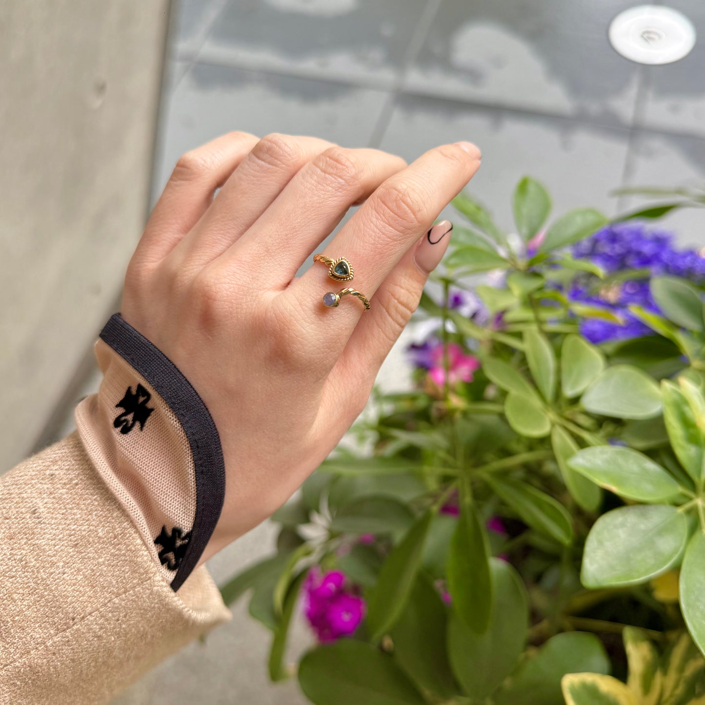 Brass 2stone ring 7