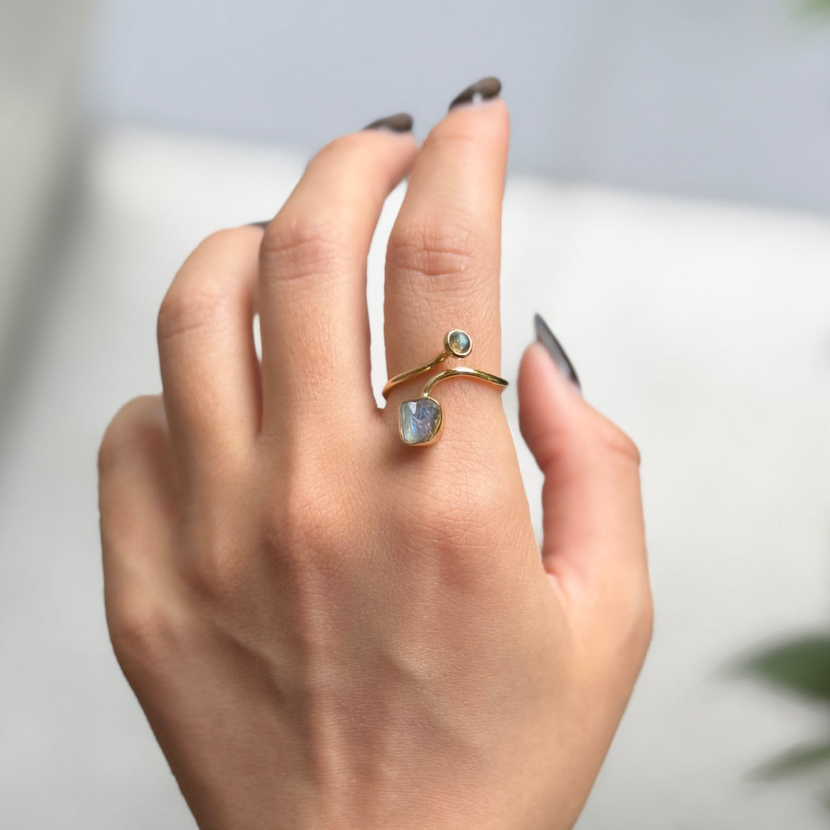 Brass 2stone ring 16