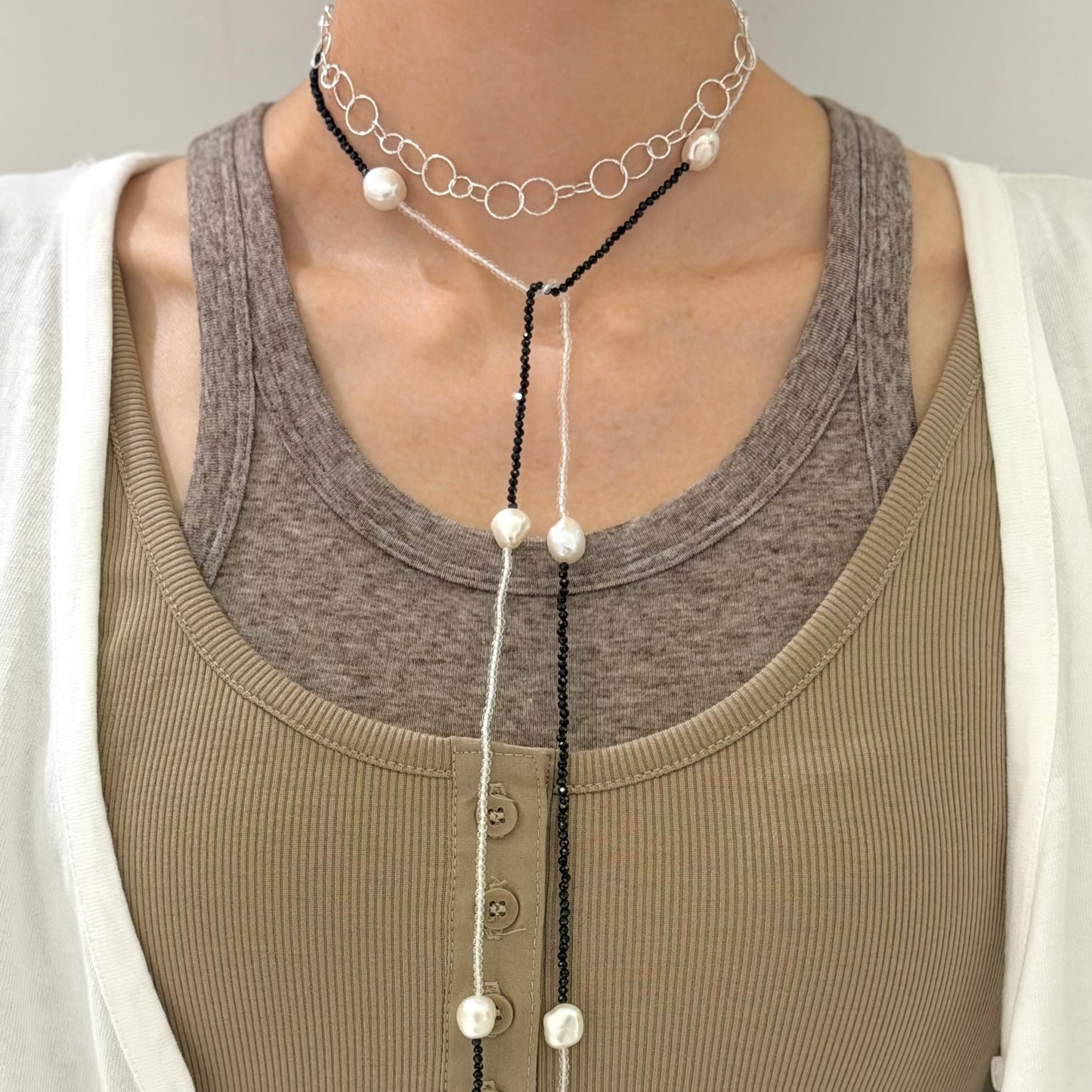 Pearl×Stone necklace 4
