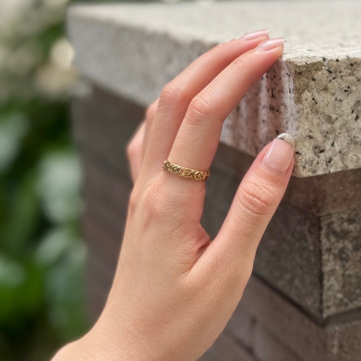 Brass Star & Moon plain ring