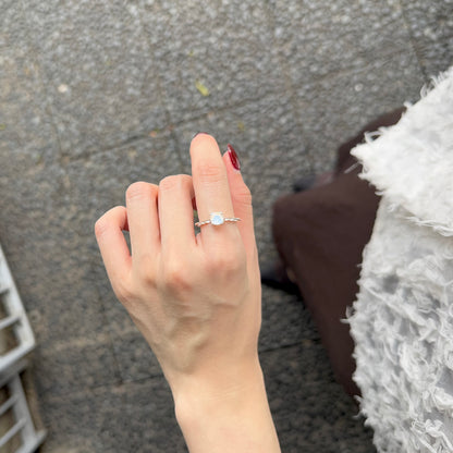 Heart design ring 〈Rainbow moon stone〉