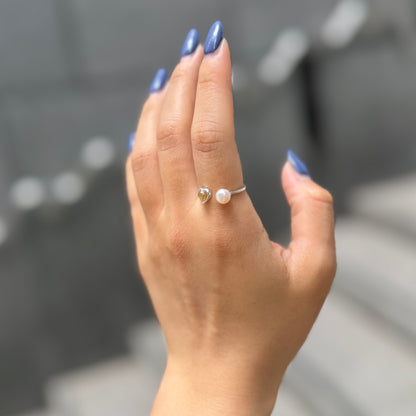 Heart×Pearl 2stone ring