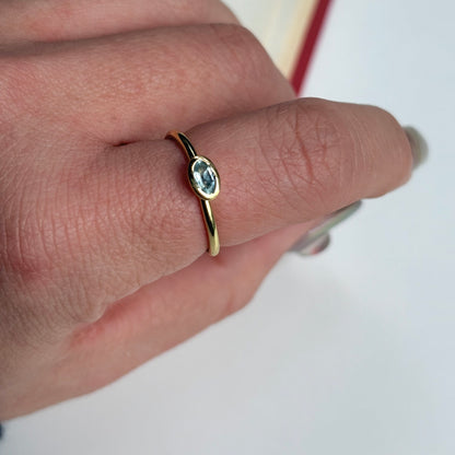Brass petit ring〈Blue Topaz〉