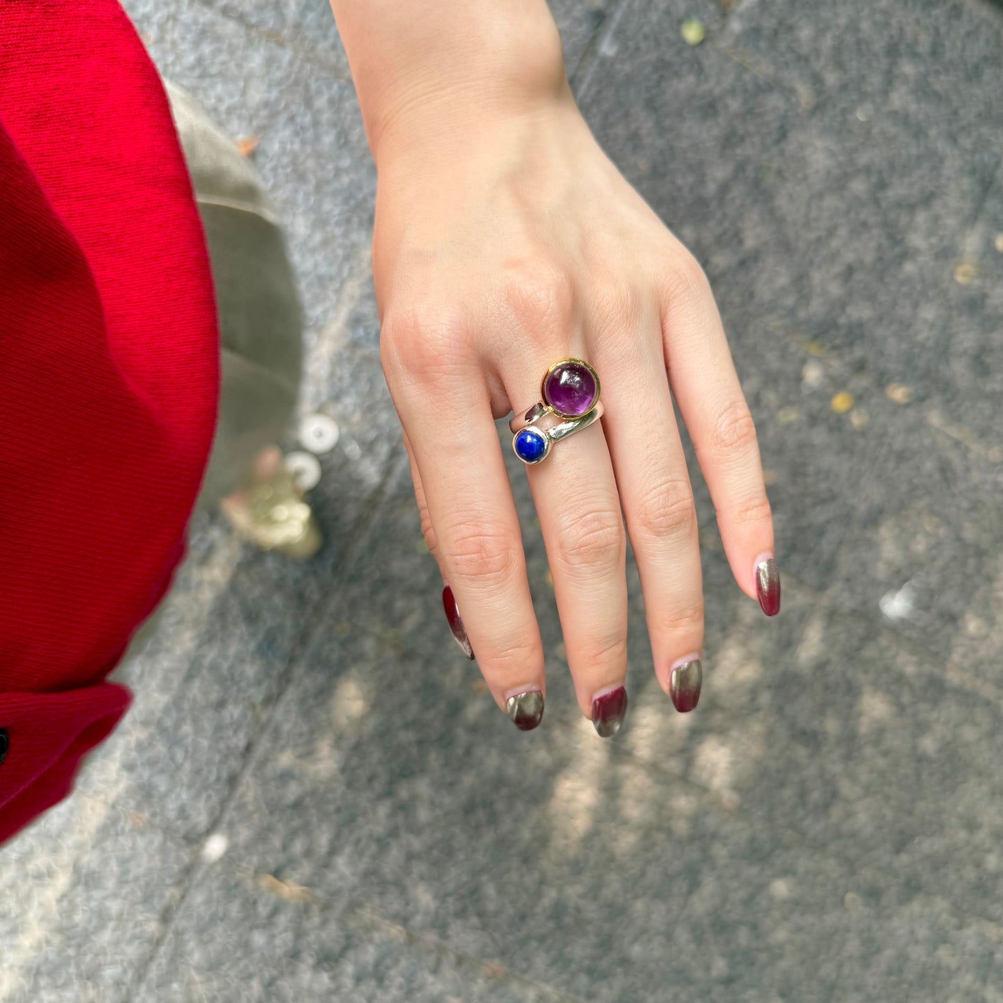 Silver925×Brass 2stone ring 20