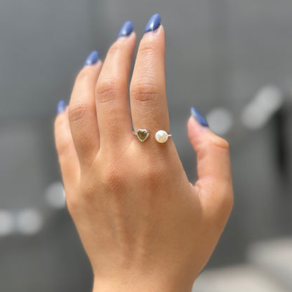 Heart×Pearl 2stone ring