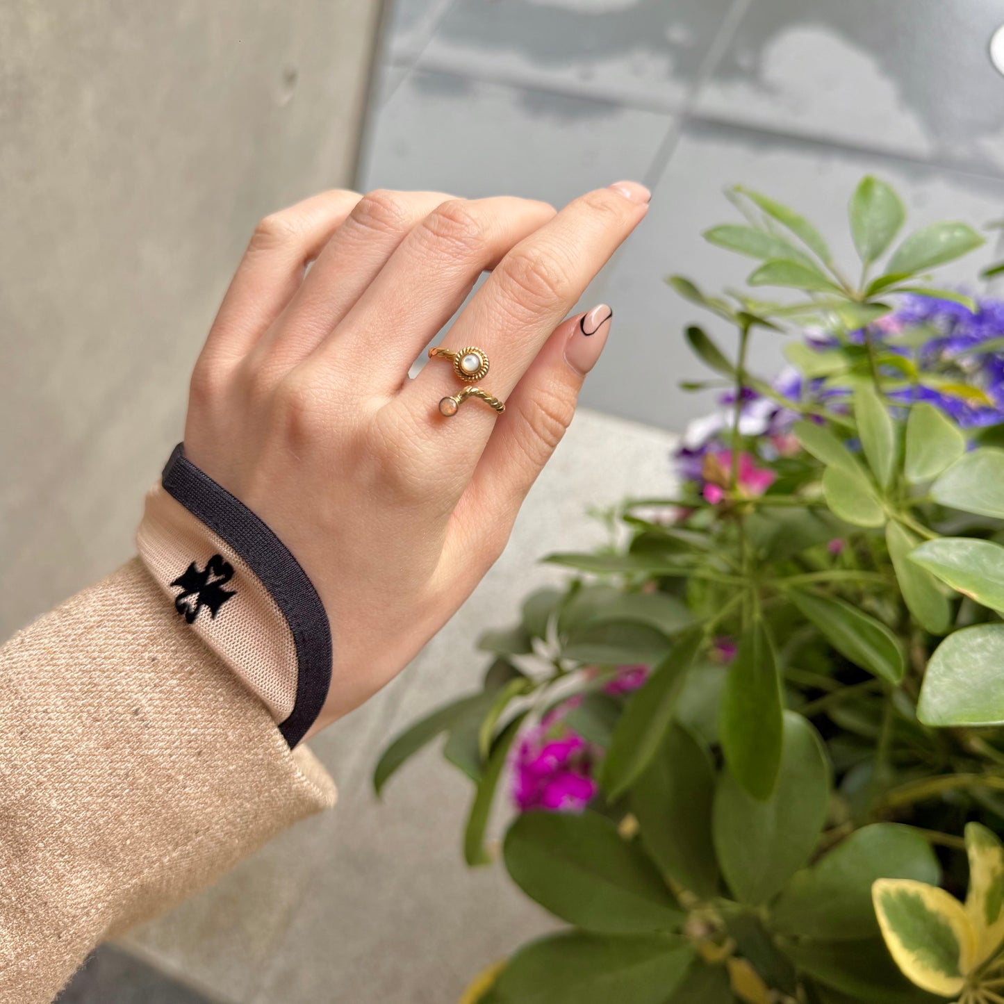 Brass 2stone ring 6