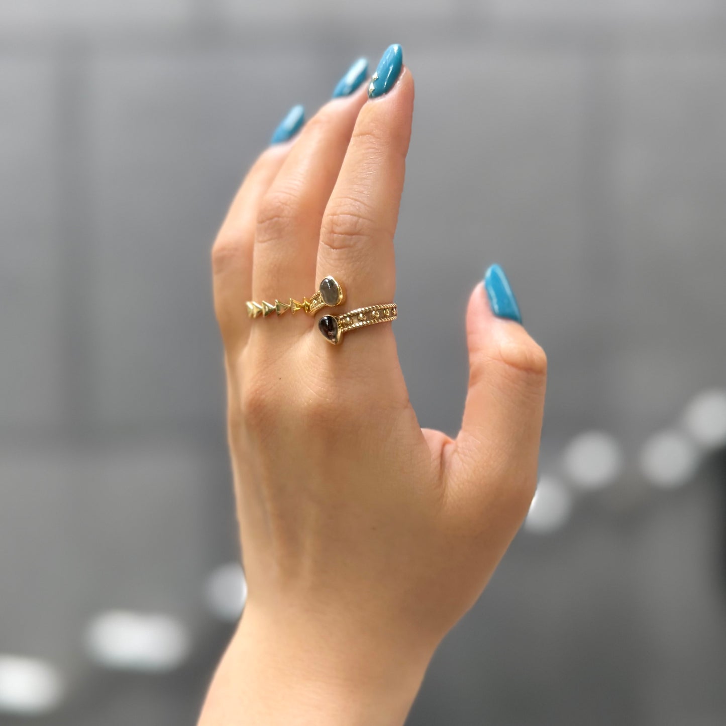 Brass 2stone ring 13