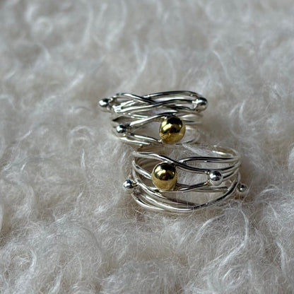Silver925×Brass plain ring〈Ball〉23