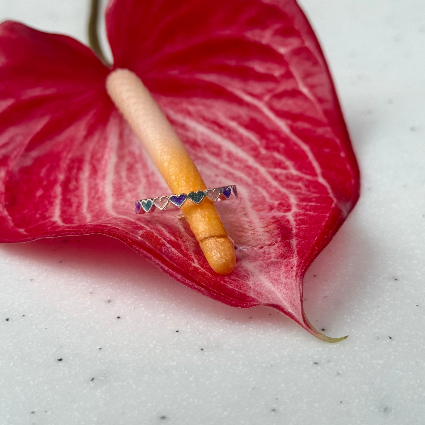 Heart enamel ring 8