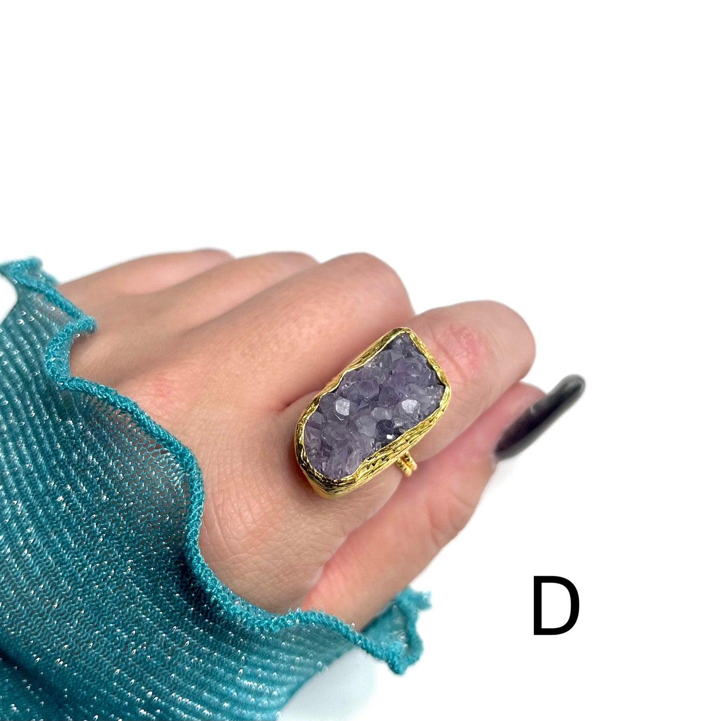 Brass 1stone ring 《Druzy》