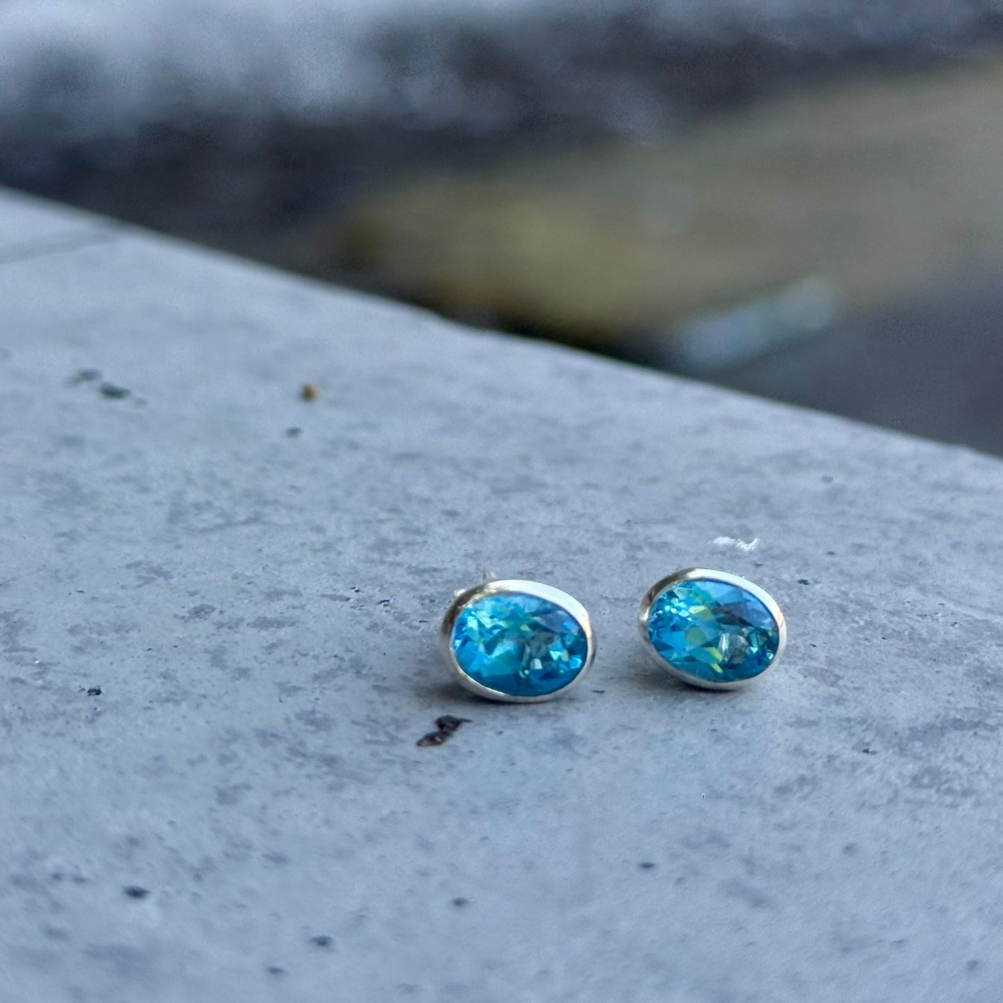 Swiss Blue topaz pierce