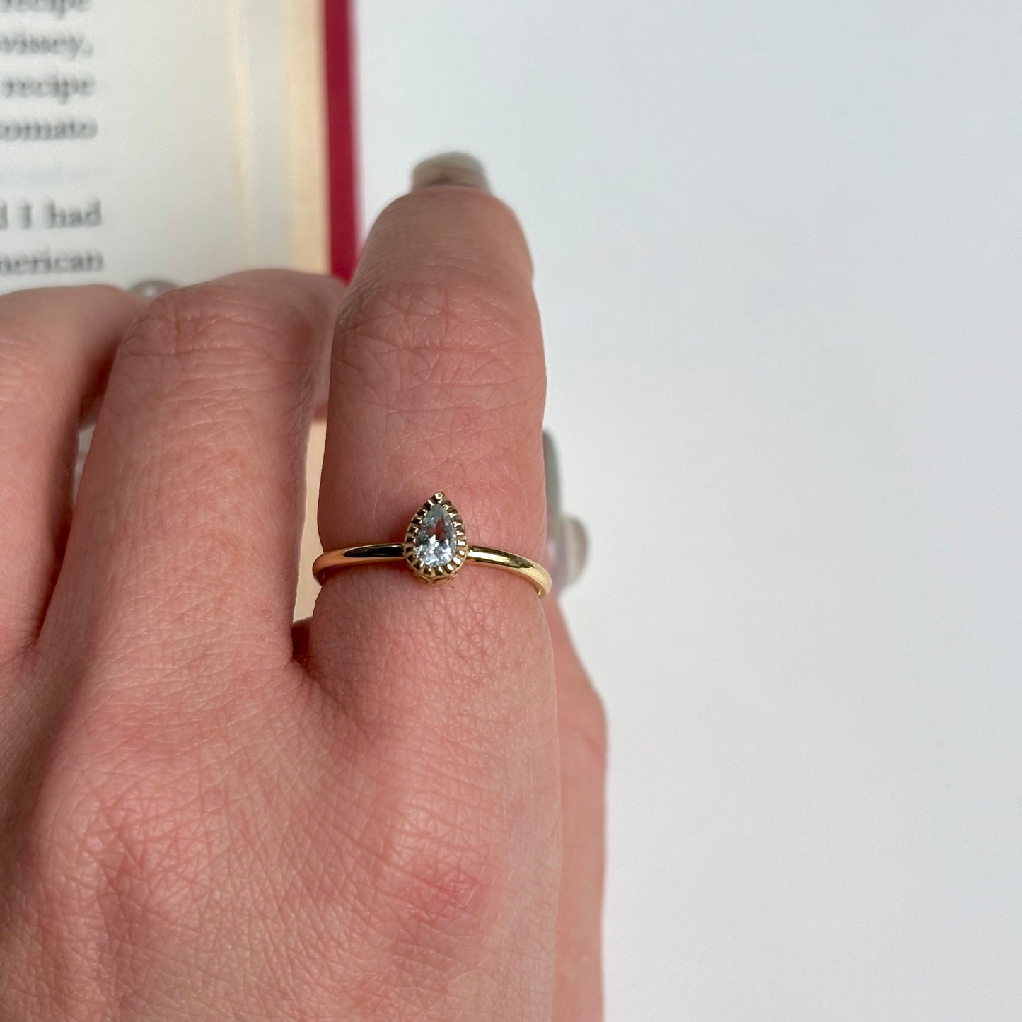 Brass petit ring〈Blue Topaz〉