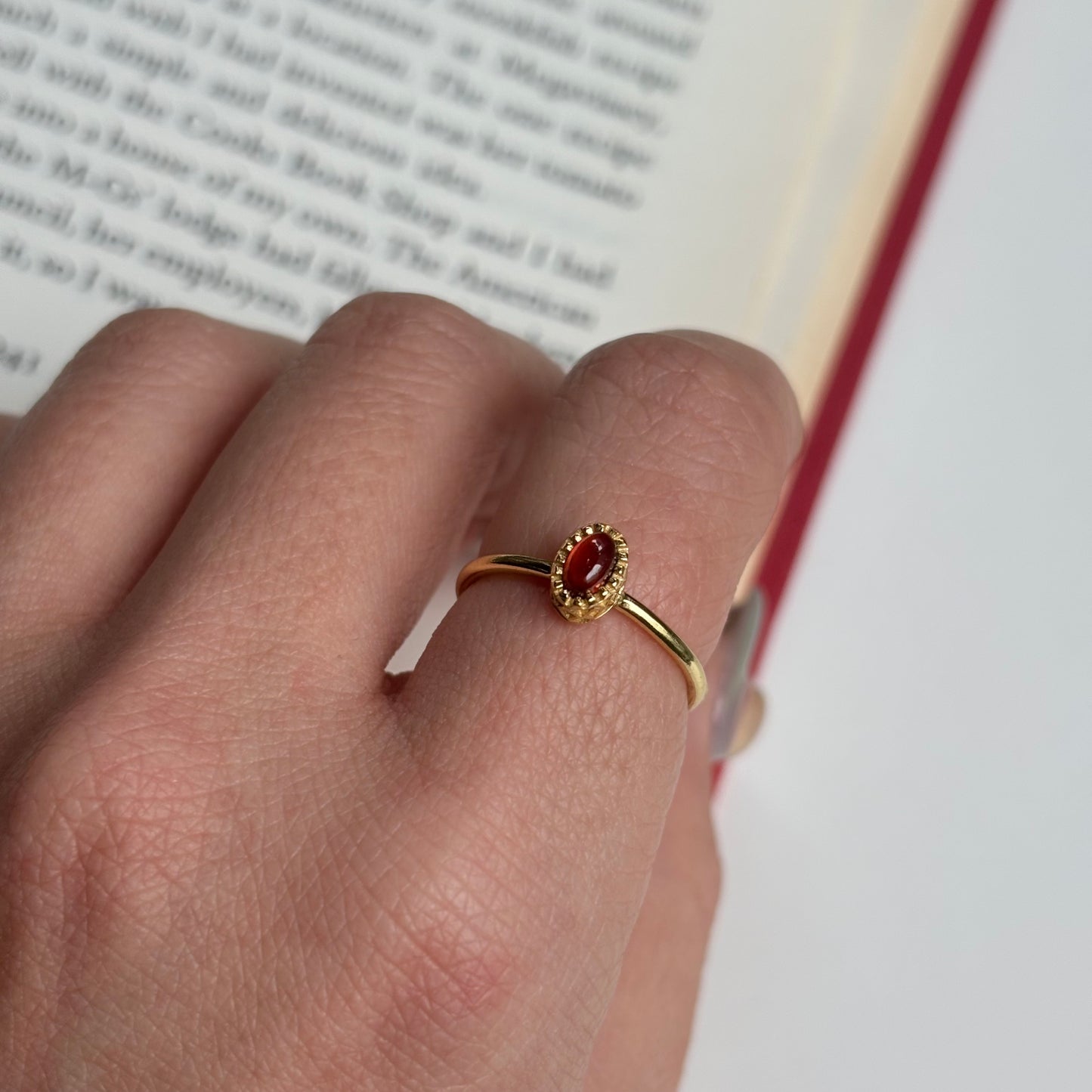 Brass petit ring〈Garnet〉