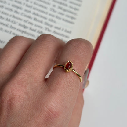 Brass petit ring〈Garnet〉