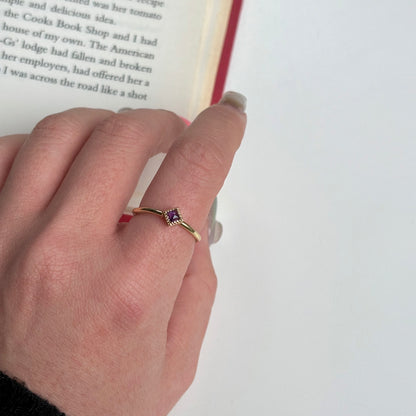 Brass petit ring〈Amethyst〉
