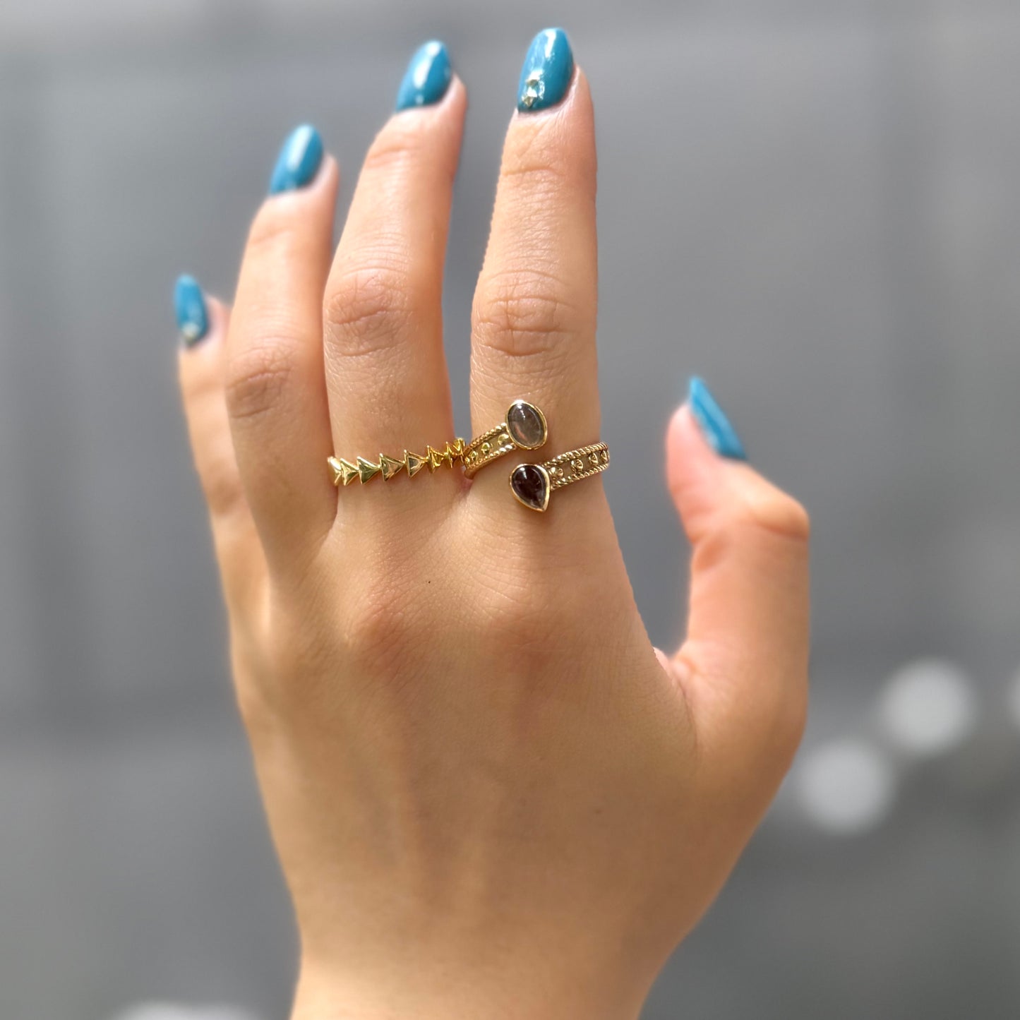 Brass 2stone ring 13
