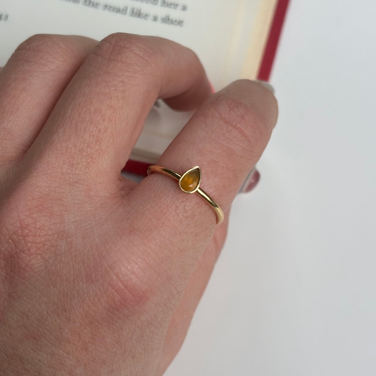 Brass petit ring〈Carnelian〉