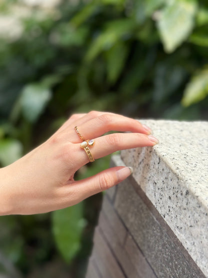 Brass 2stone ring 13
