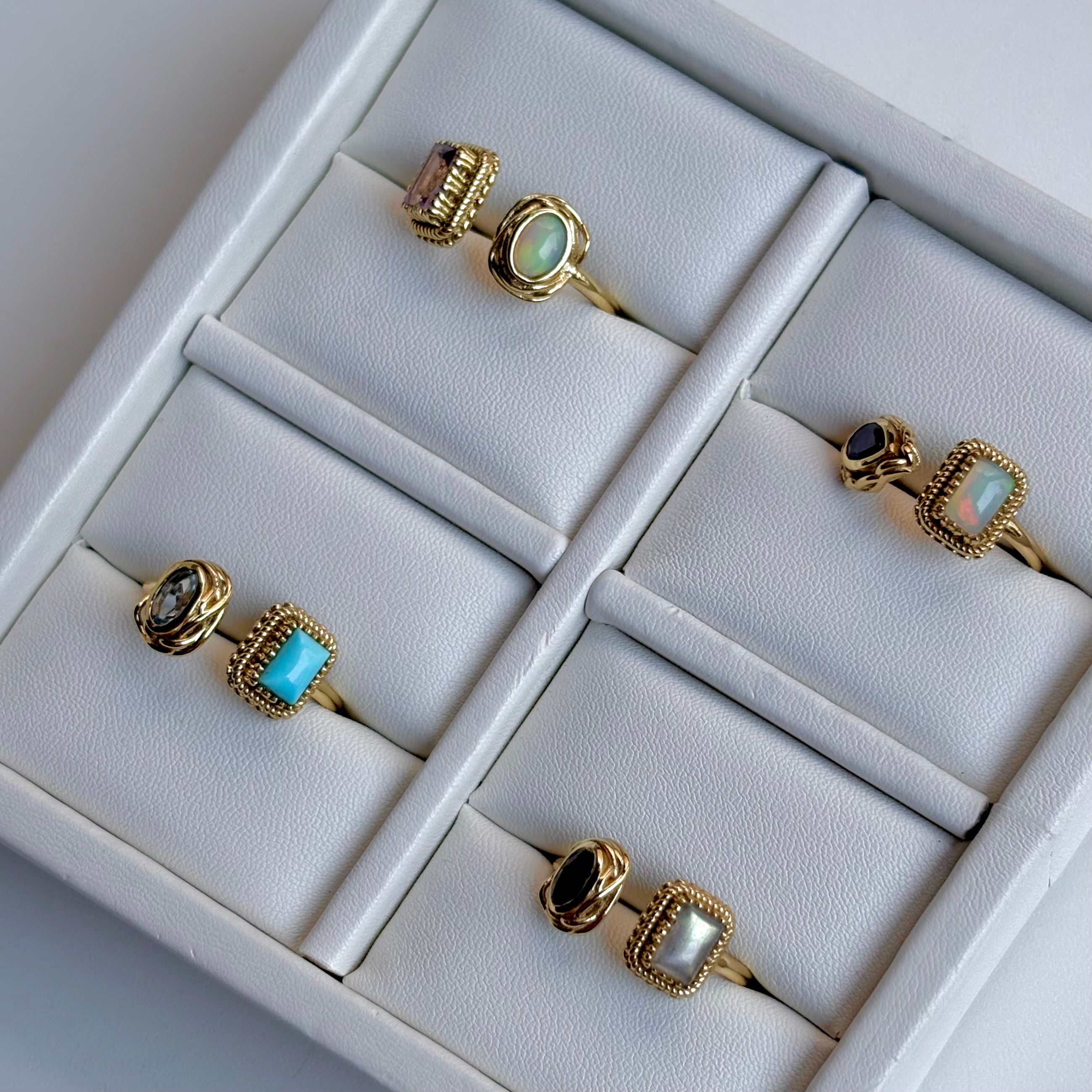 ビジュマム　リング　2本セット Brass 2stone ring – Biju mam