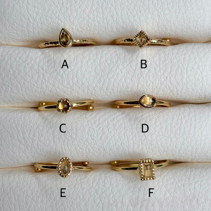 Brass petit ring〈Citrine〉