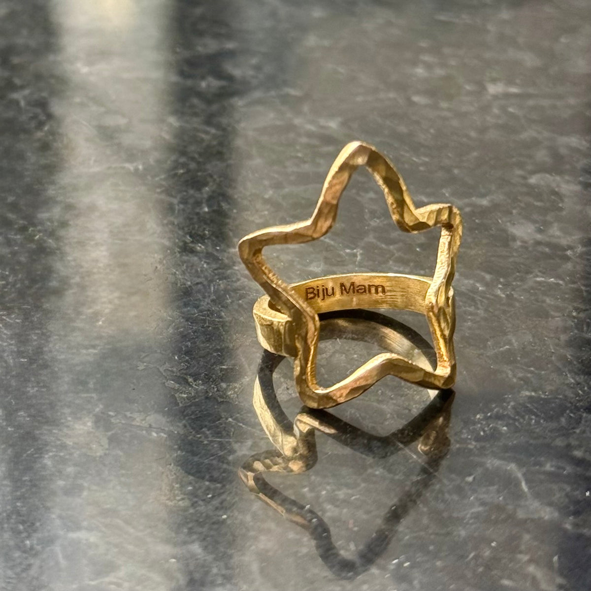 Brass star plain ring 15