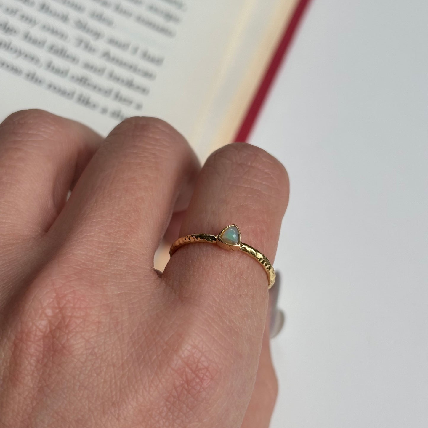 Brass petit ring〈Opal〉