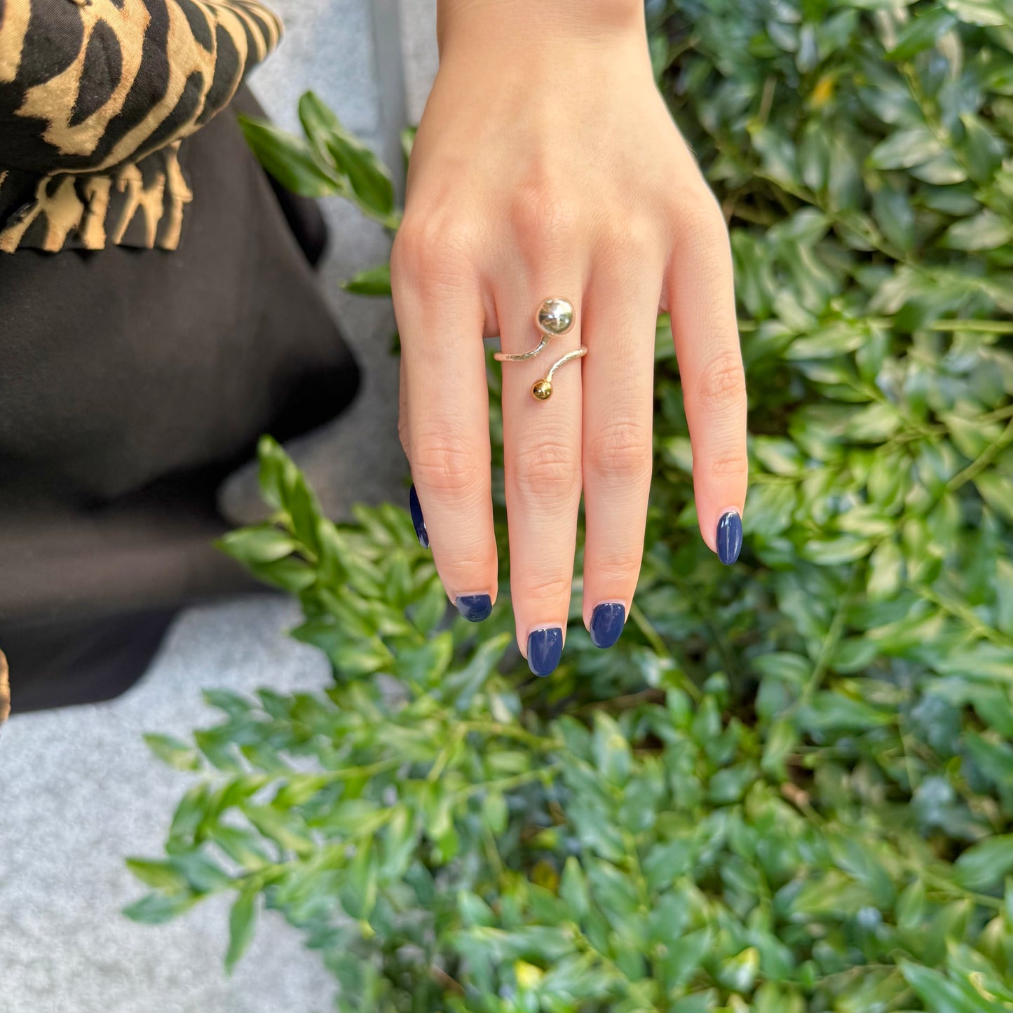Silver925×Brass plain ring 〈Ball〉17