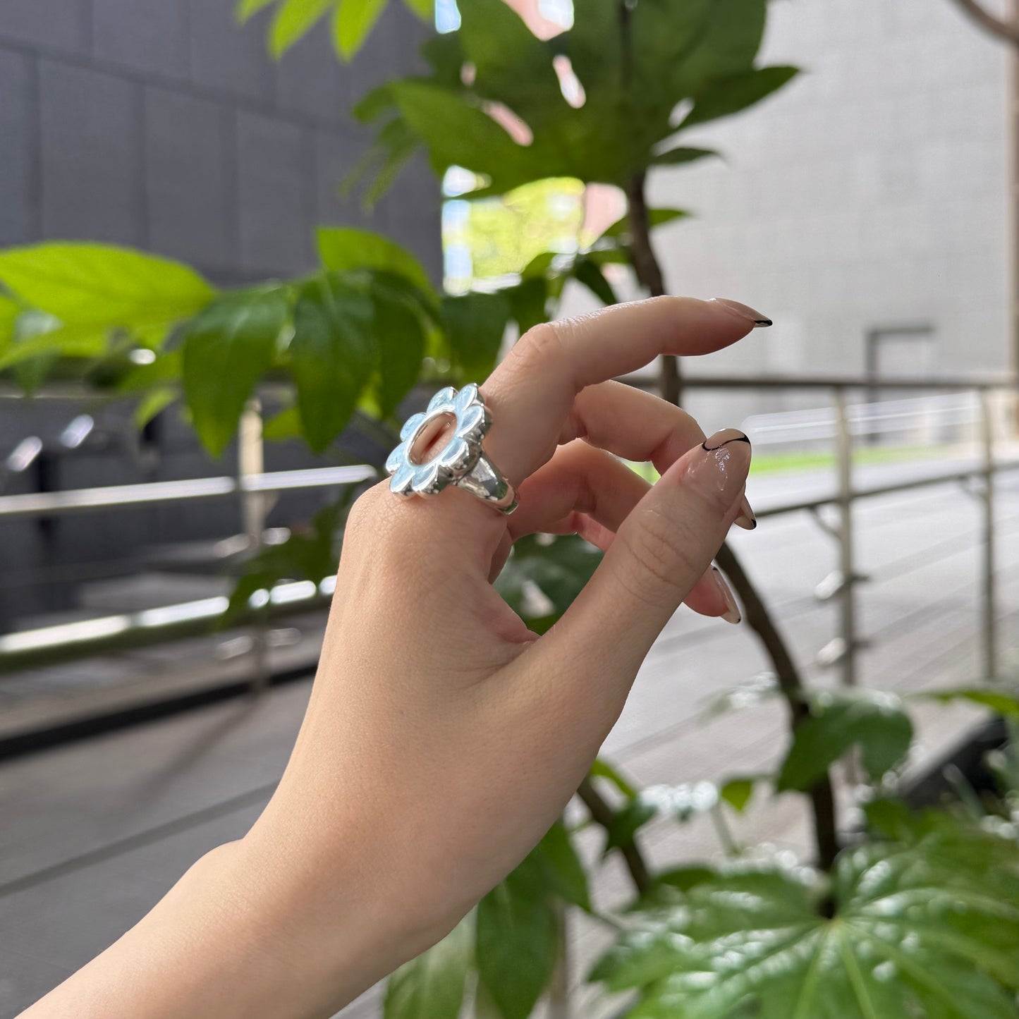 Flower plain ring 5