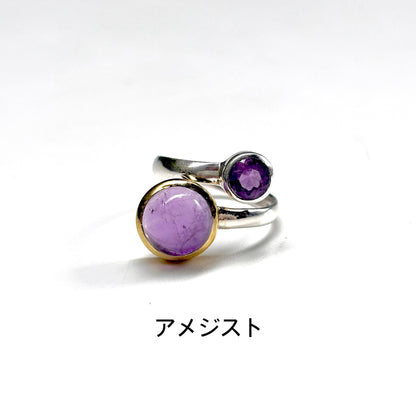 Silver925×Brass 2stone ring 22