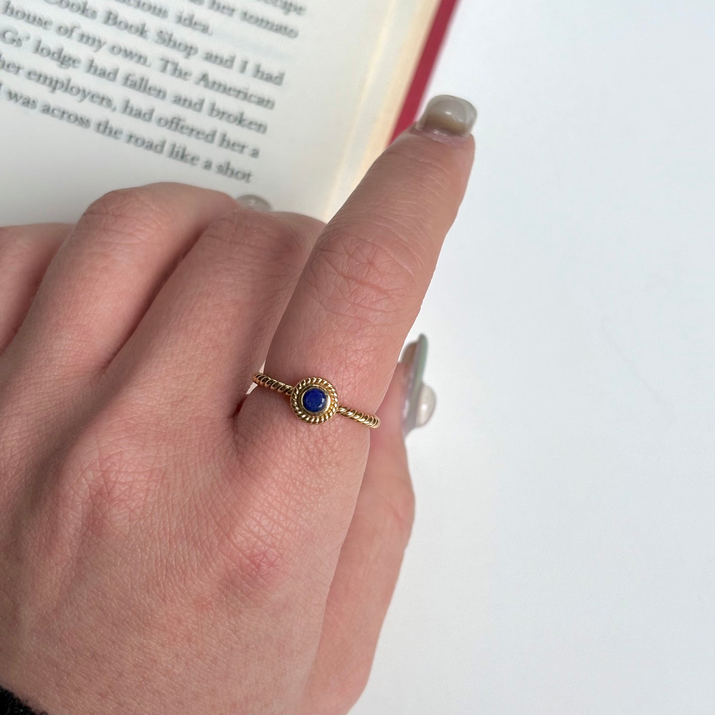 Brass petit ring〈Lapis lazuli〉