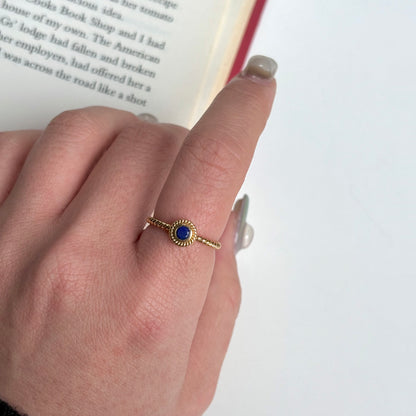 Brass petit ring〈Lapis lazuli〉